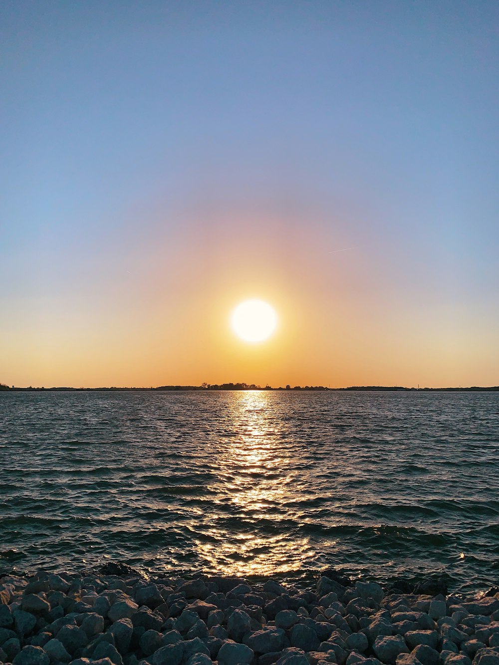 seashore under sunrise