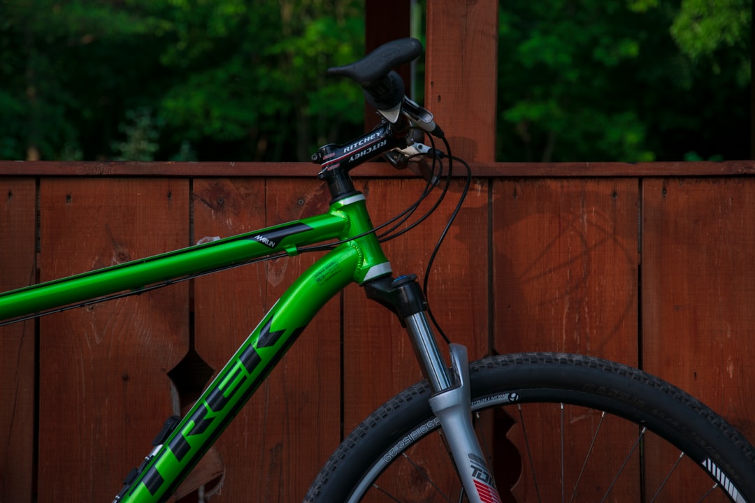green and grey Trek hardtail bike