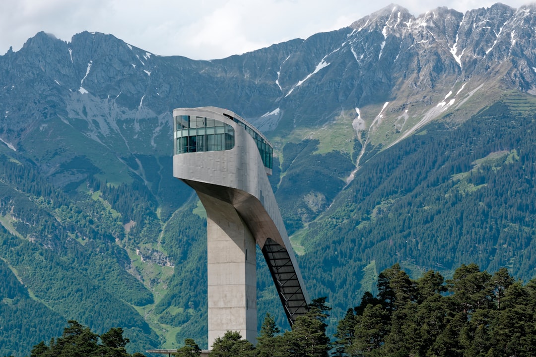 grey concrete platform in foot of hills