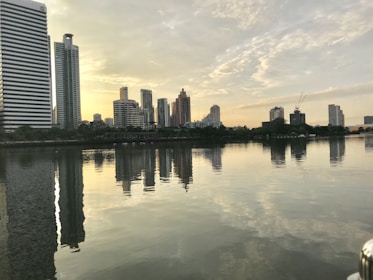 A serene city skyline reflecting a thriving economic environment at sunset.