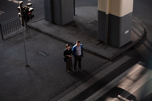 two people on intersection
