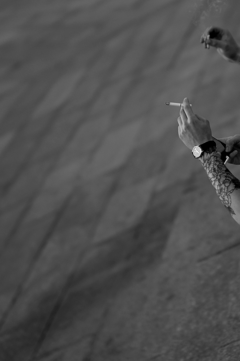 grayscale photography of person smoking