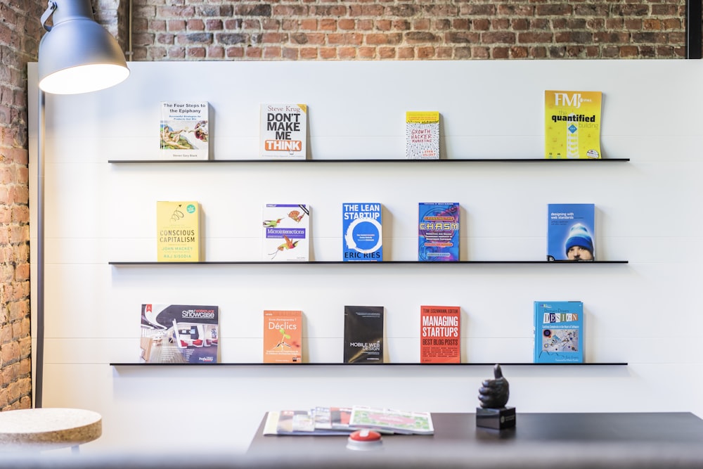 black wooden shelf