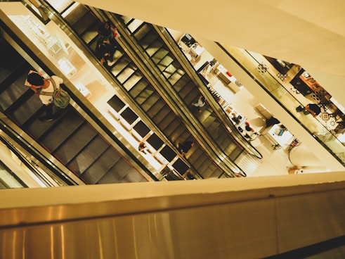 building interior with escalator