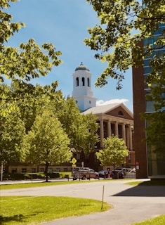 brown and white church