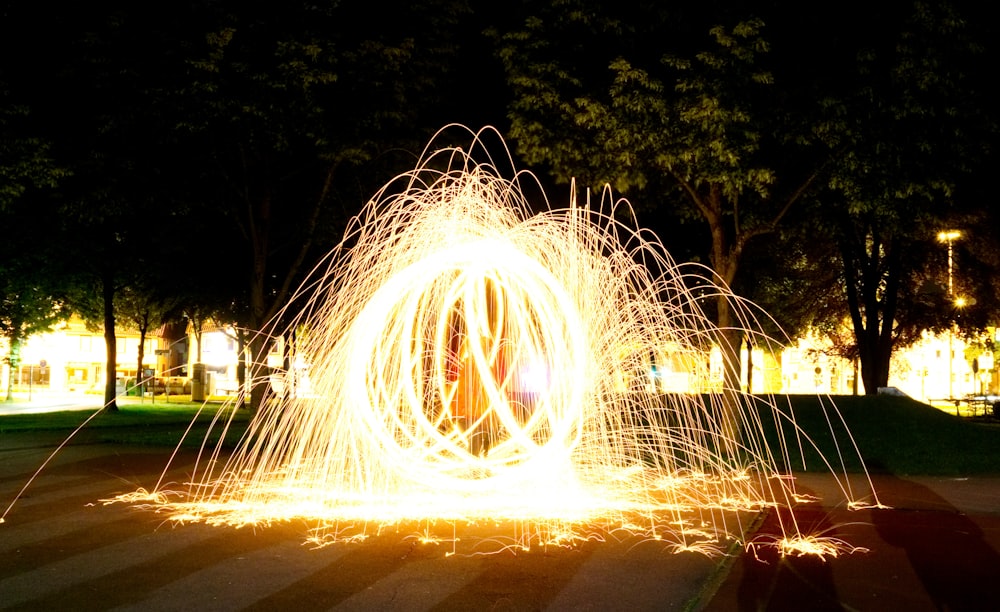steel wool photography at night