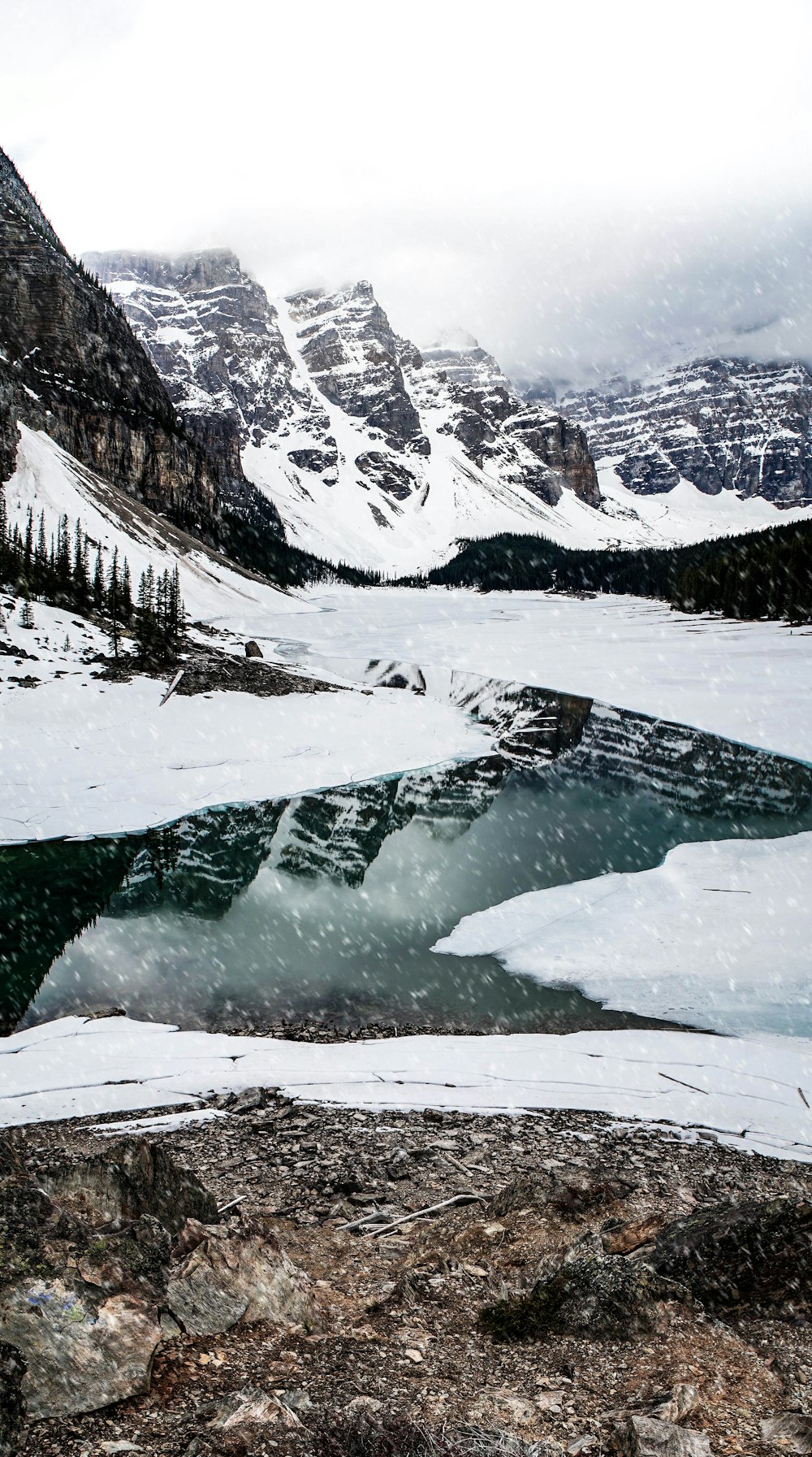 view of mountain during winter