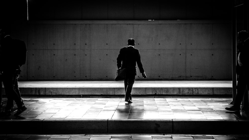 person walking in the station