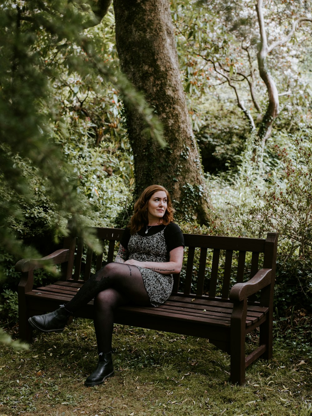 woman sitting on bench