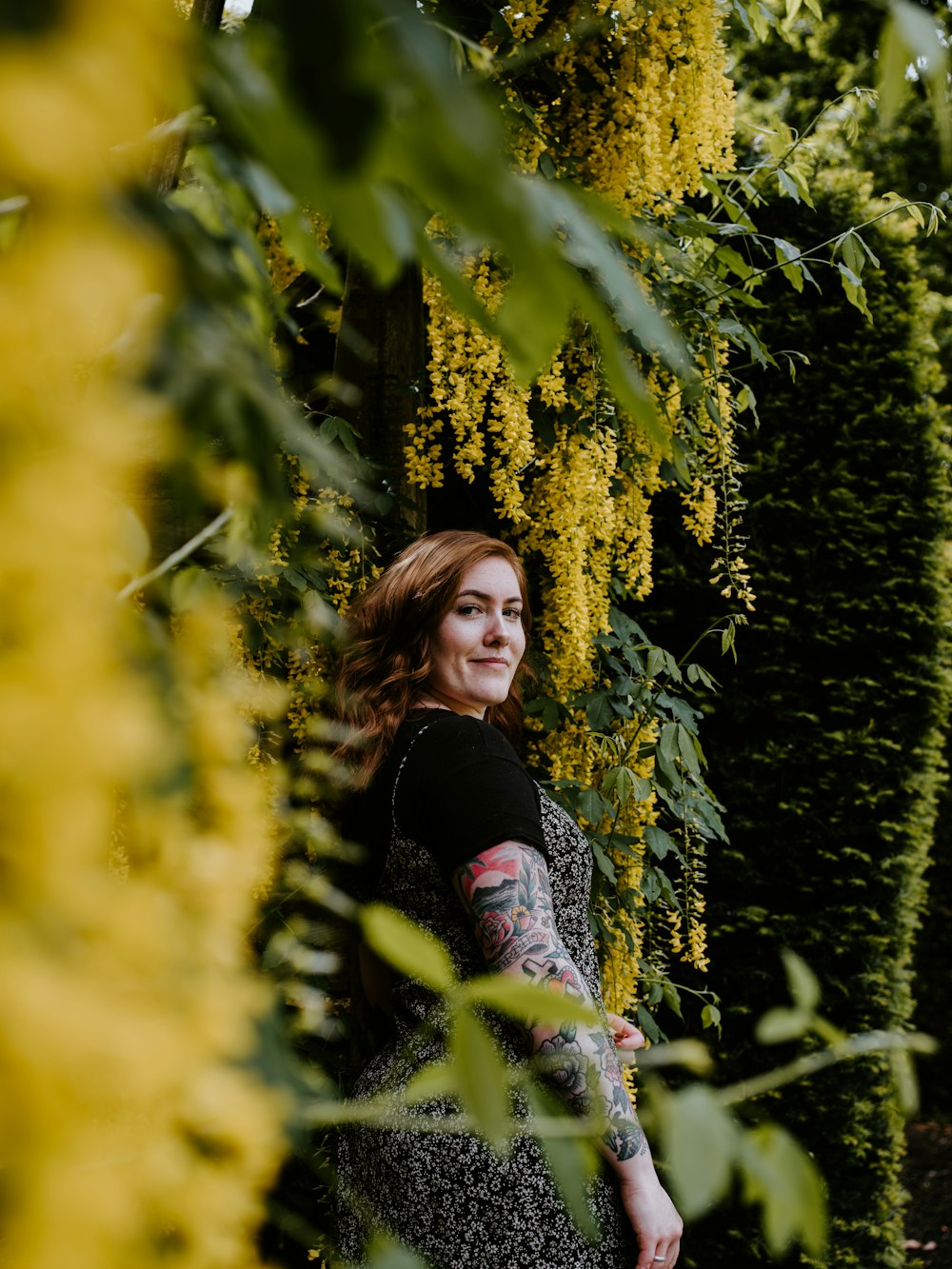 woman near flowers