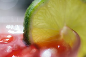A close-up of a lime slice with artistic effects.