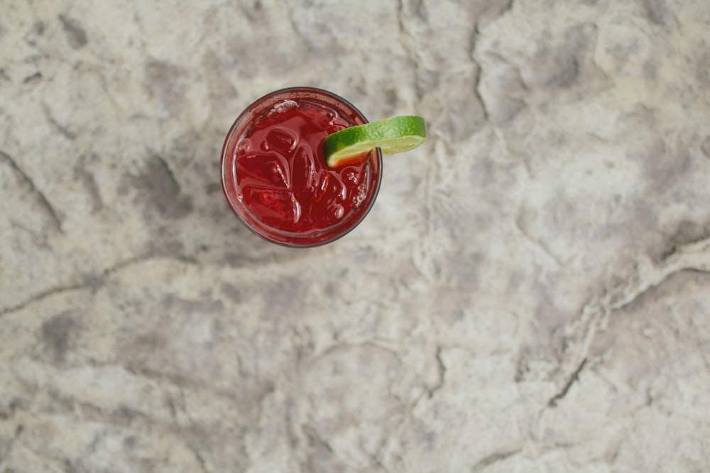 drinking glass with red liquid