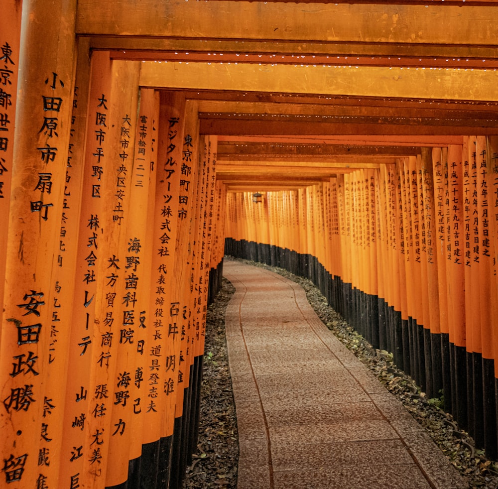 茶色の木の路地