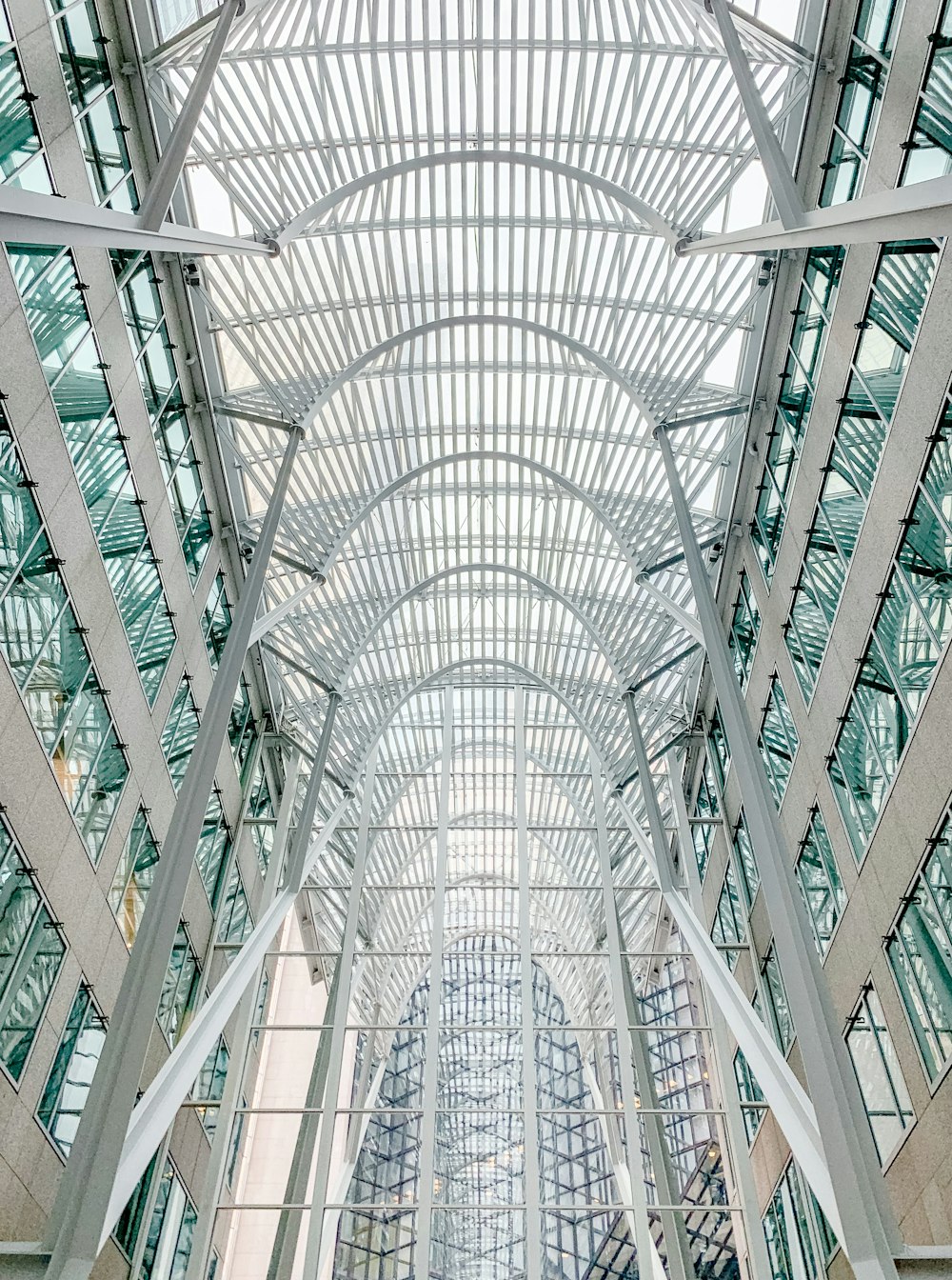 low-angle photography of building interior