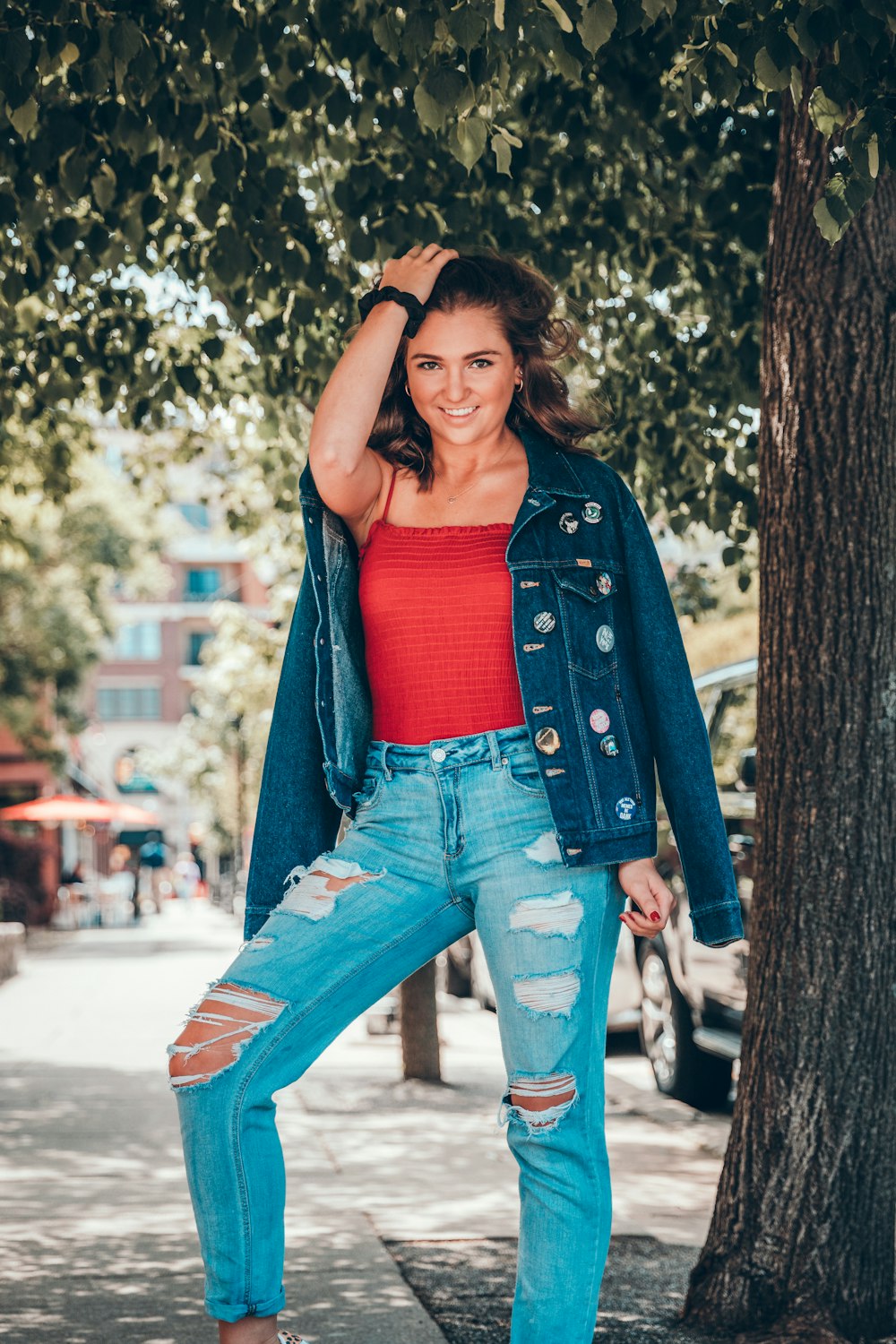 woman standing near tree