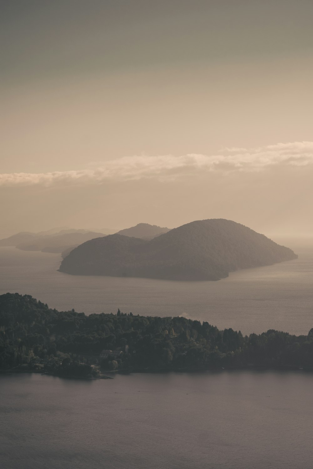 a large body of water surrounded by mountains