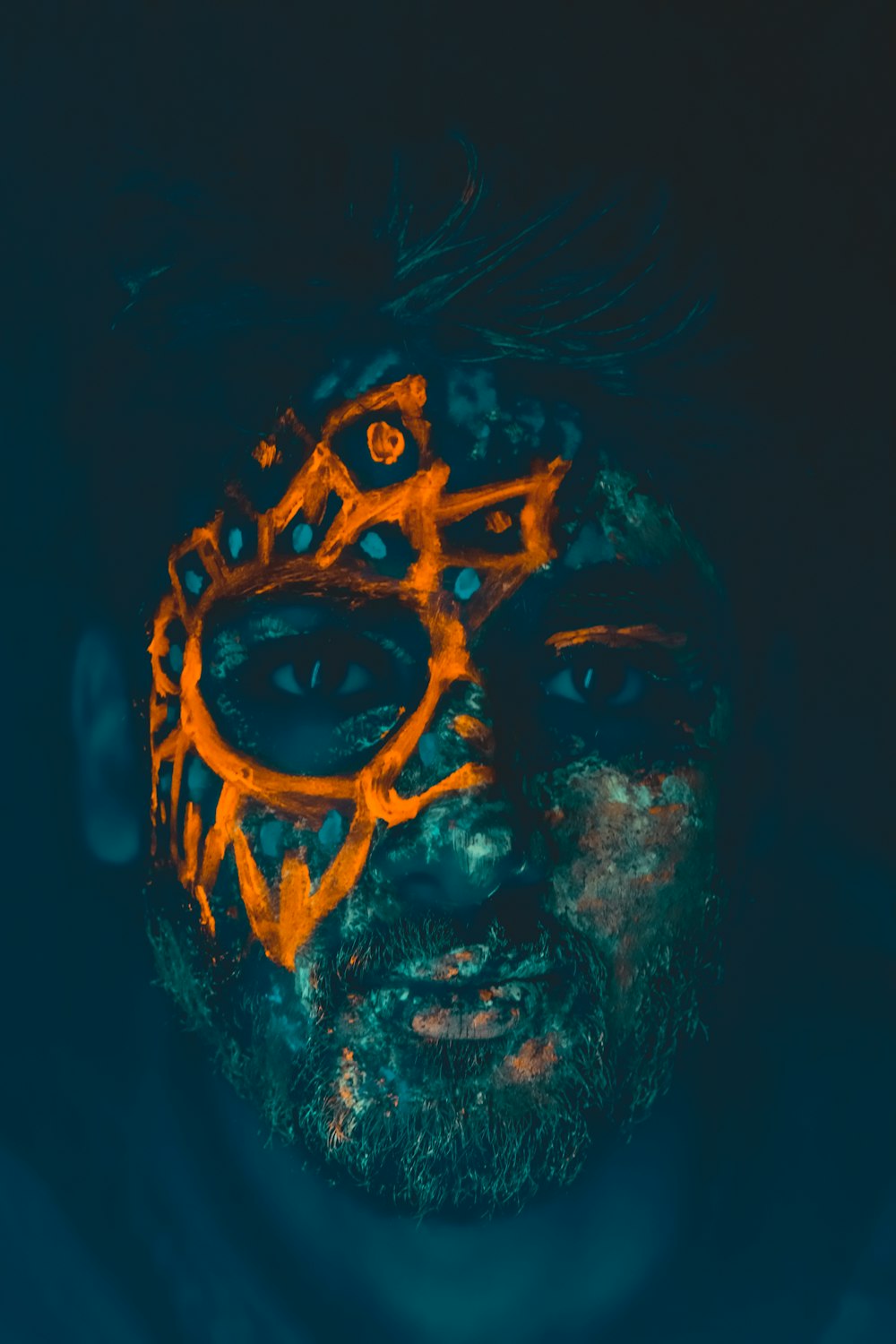man with orange mask