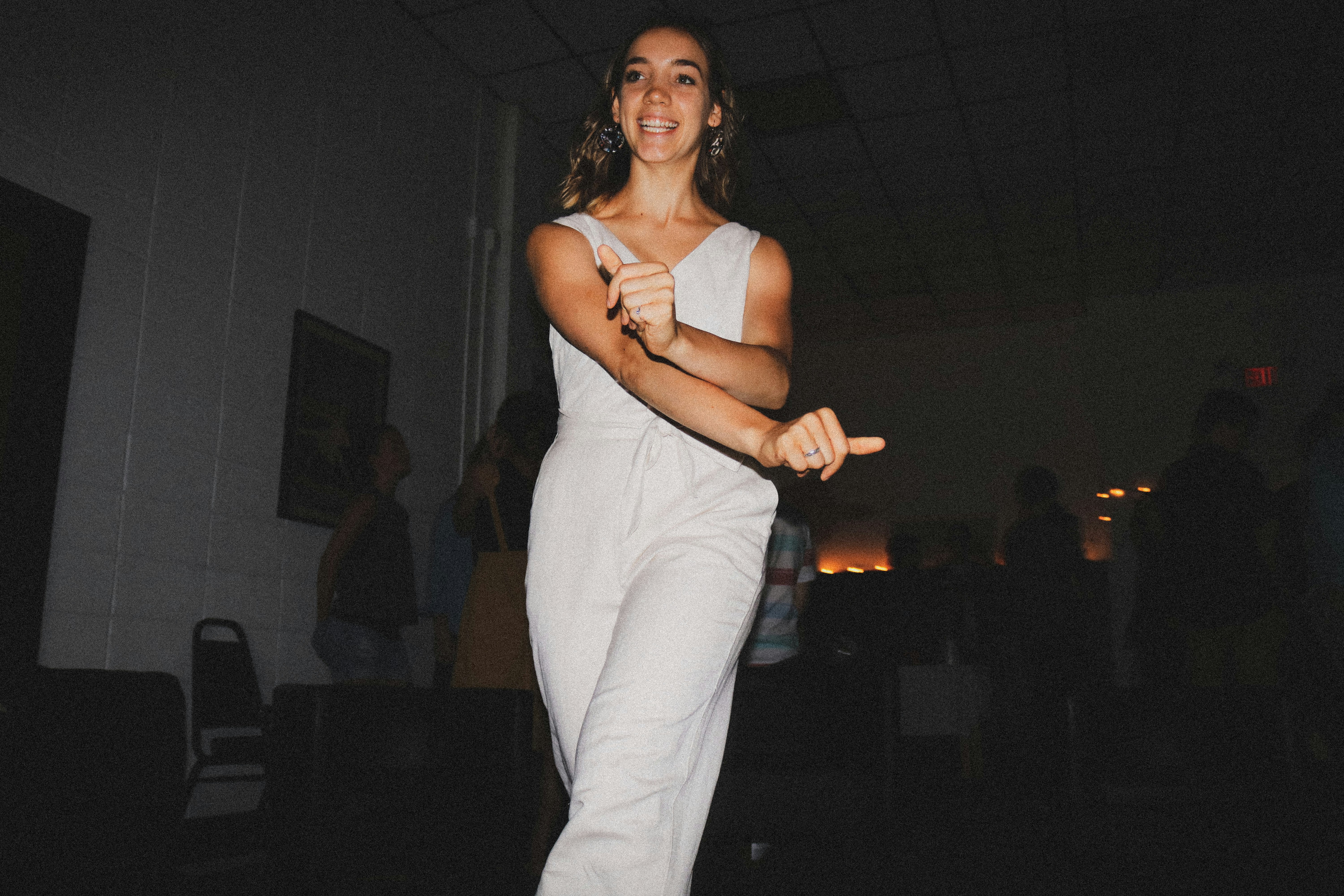 Woman standing near wall