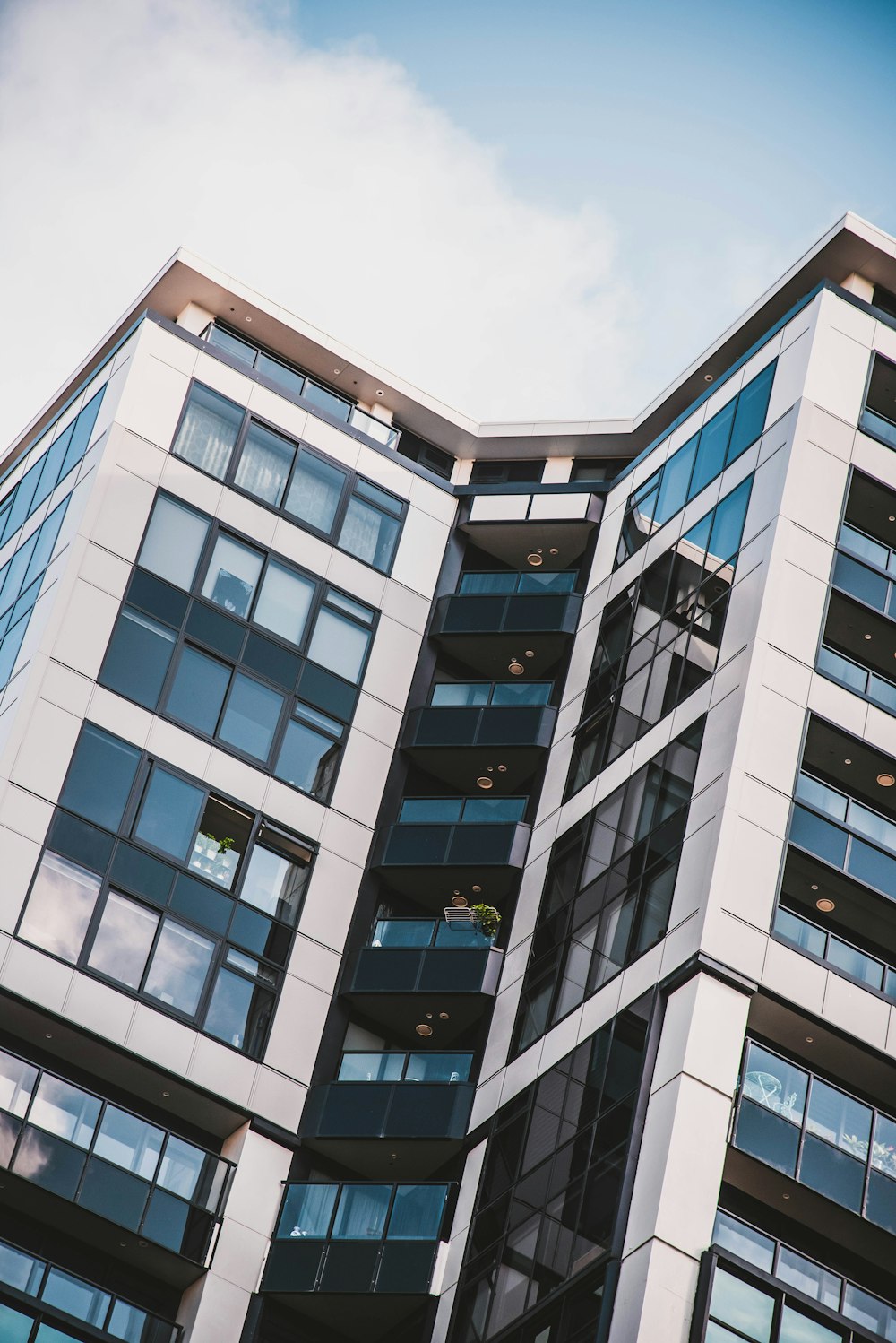 white glass window high rise building