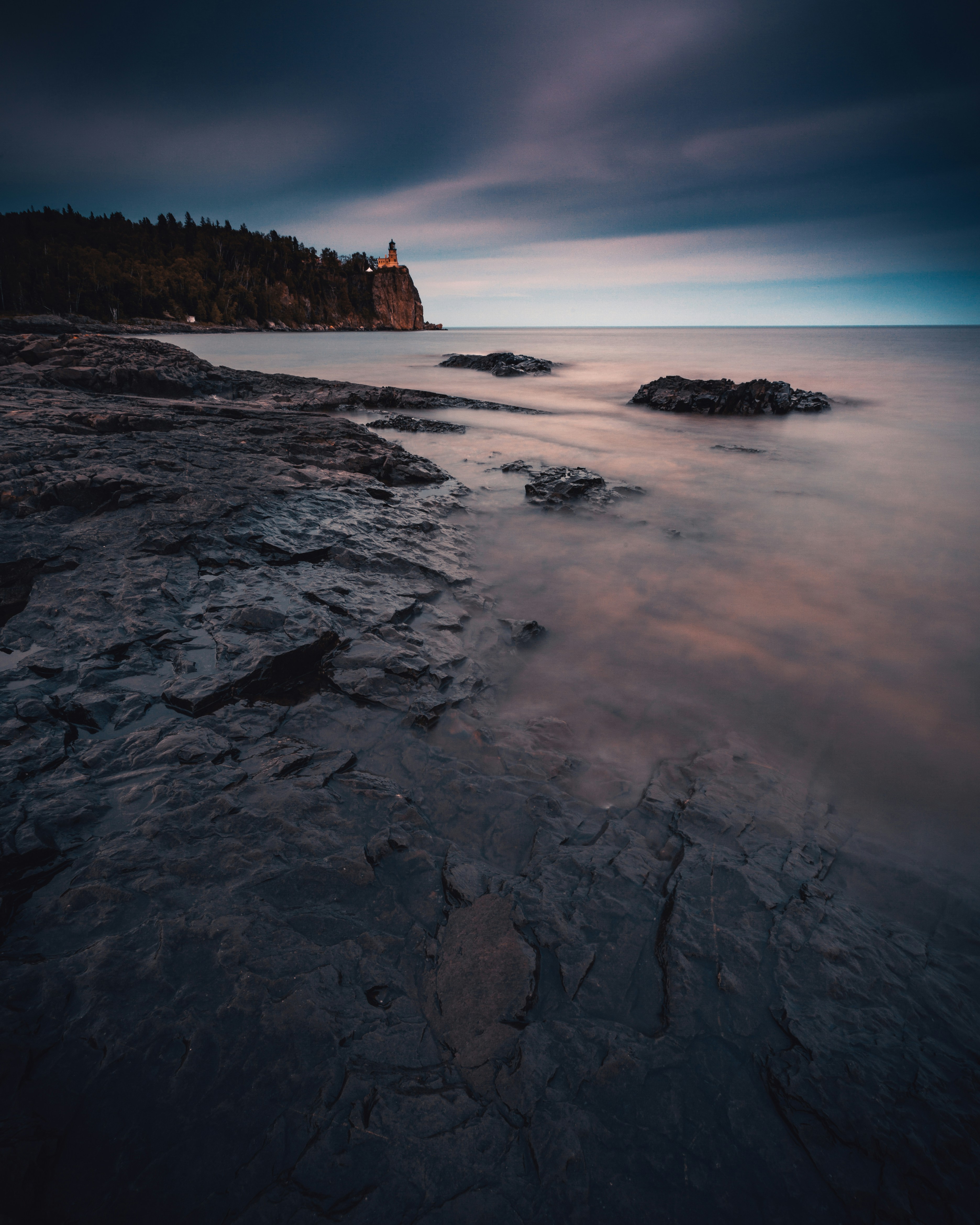 seashore during blue hour