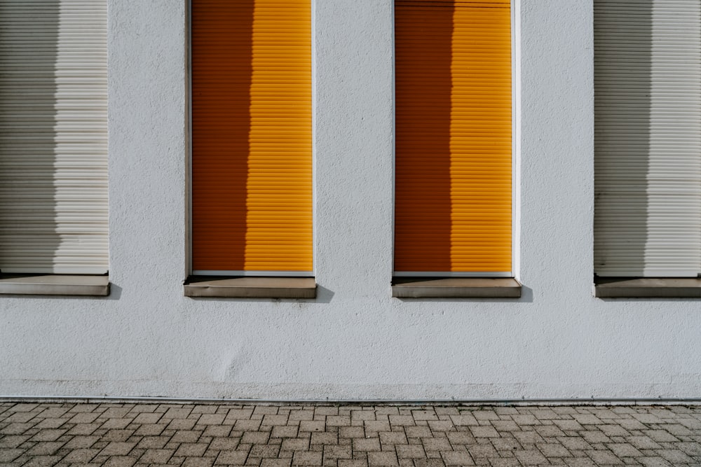 orange and white window blinds