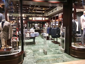 gray suit jacket display