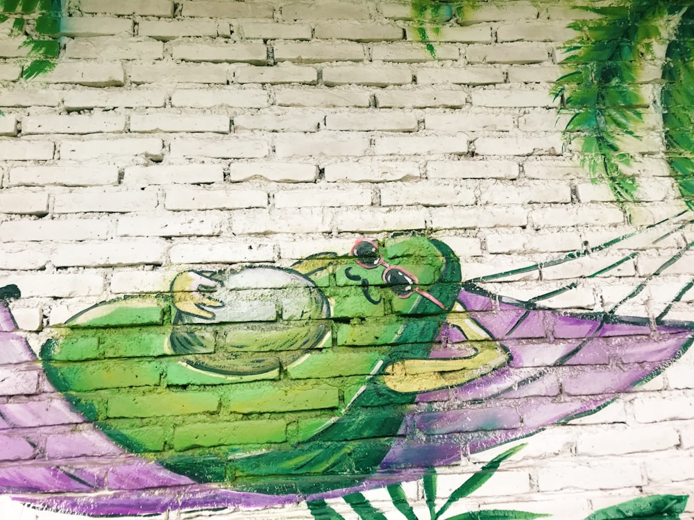 green and purple wall art