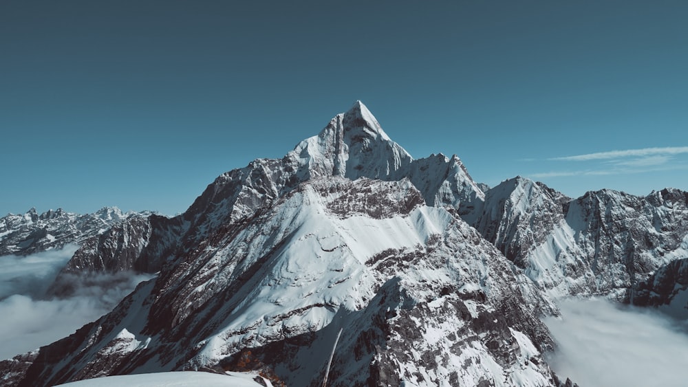 landscape photo of black and white mountain peak