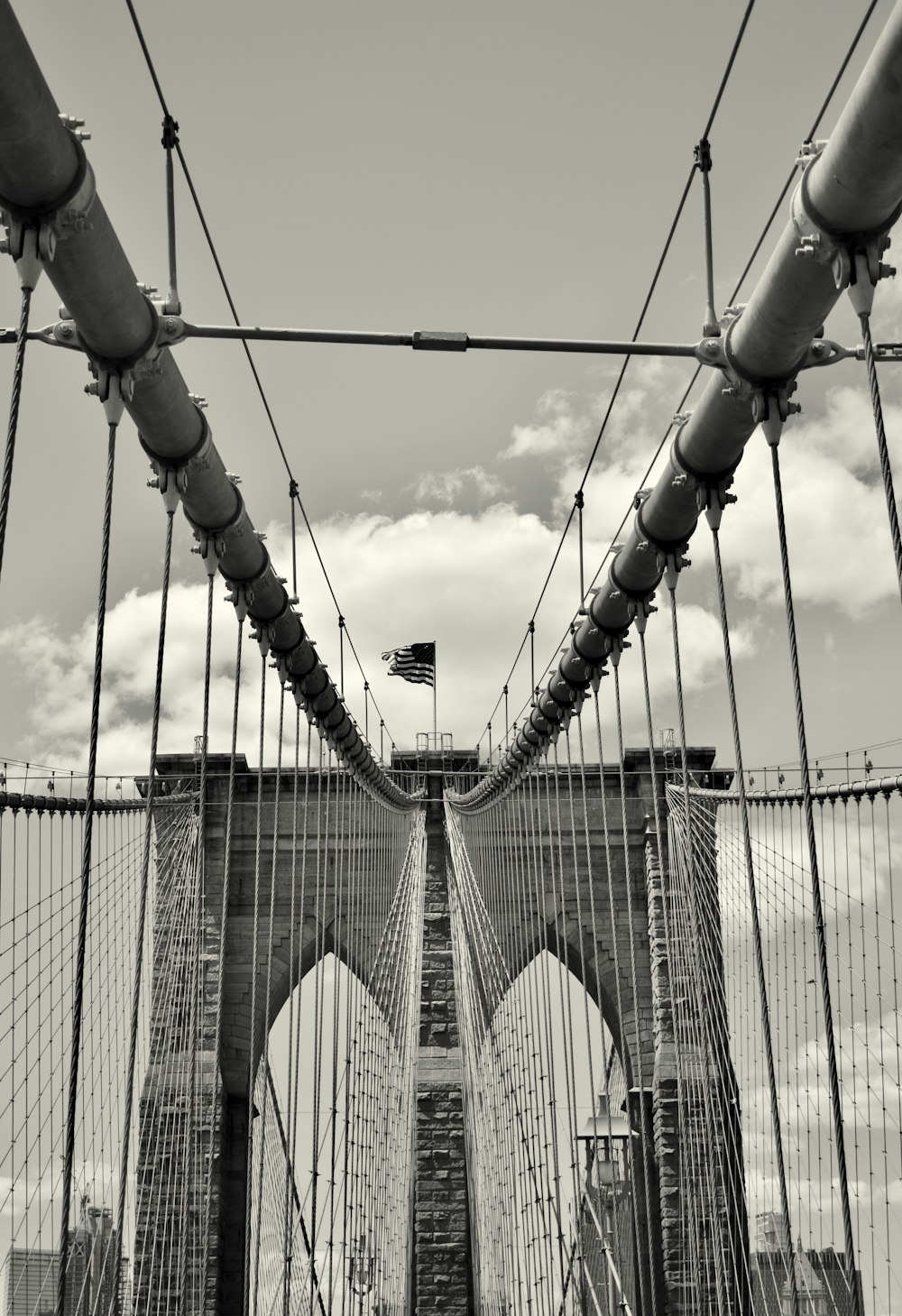 grayscale photography of bridge