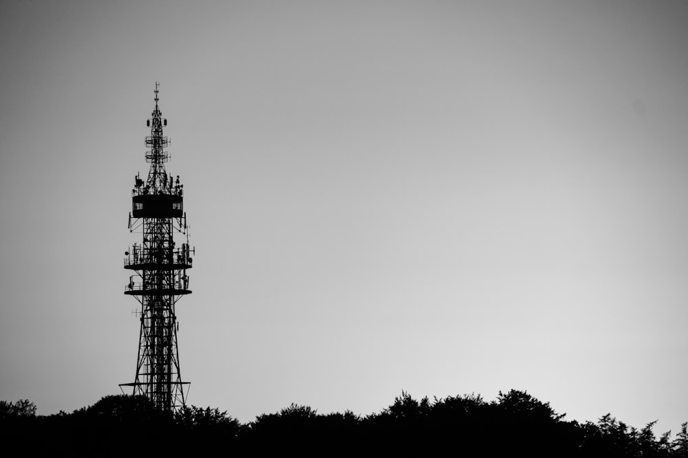 silhouette of metal tower