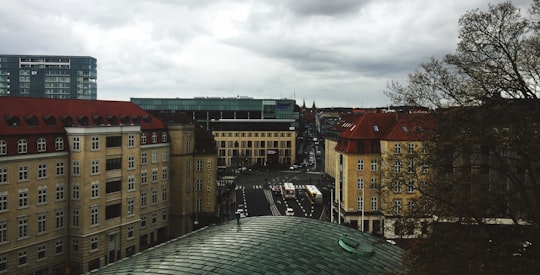 high-angle photography of concrete buildings in Aarhus Rådhus Denmark