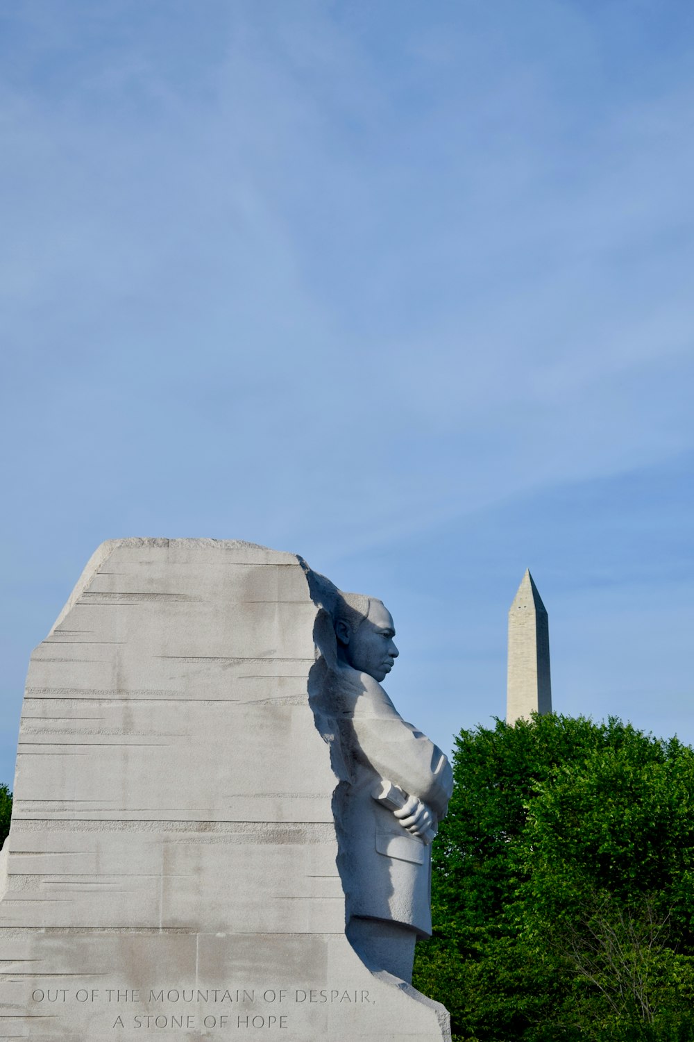 man statue under clear blue sky