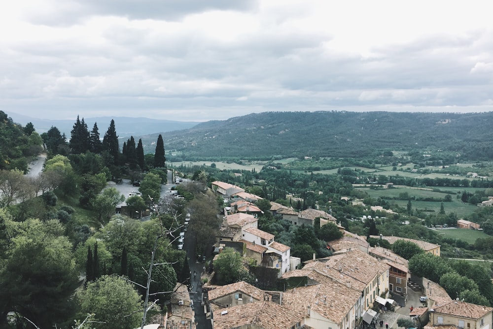 high-angle photography of rural area