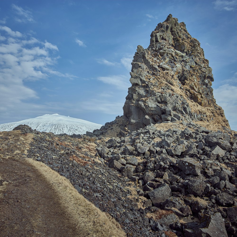 low angle photo of rock formation