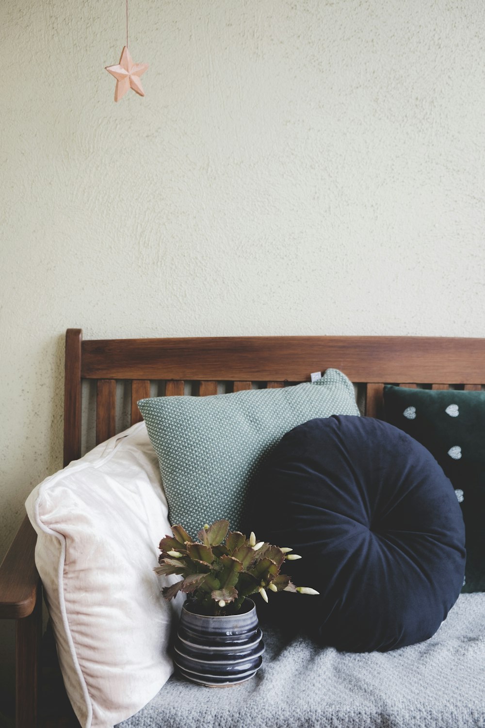 assorted throw pillows on sofa