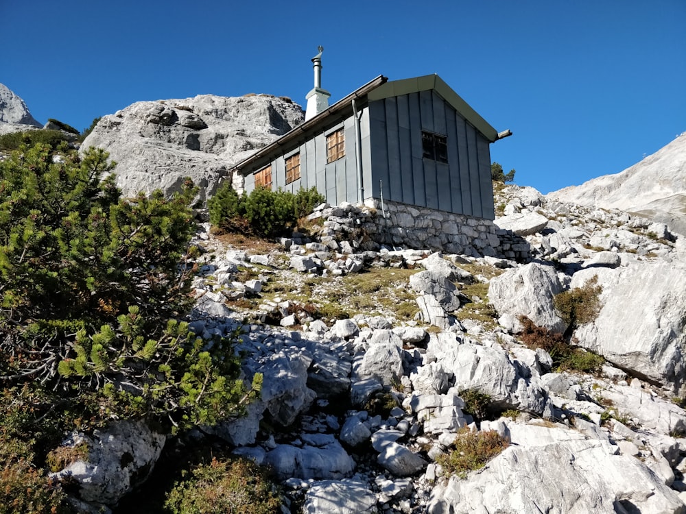 gray house on rocky mountain
