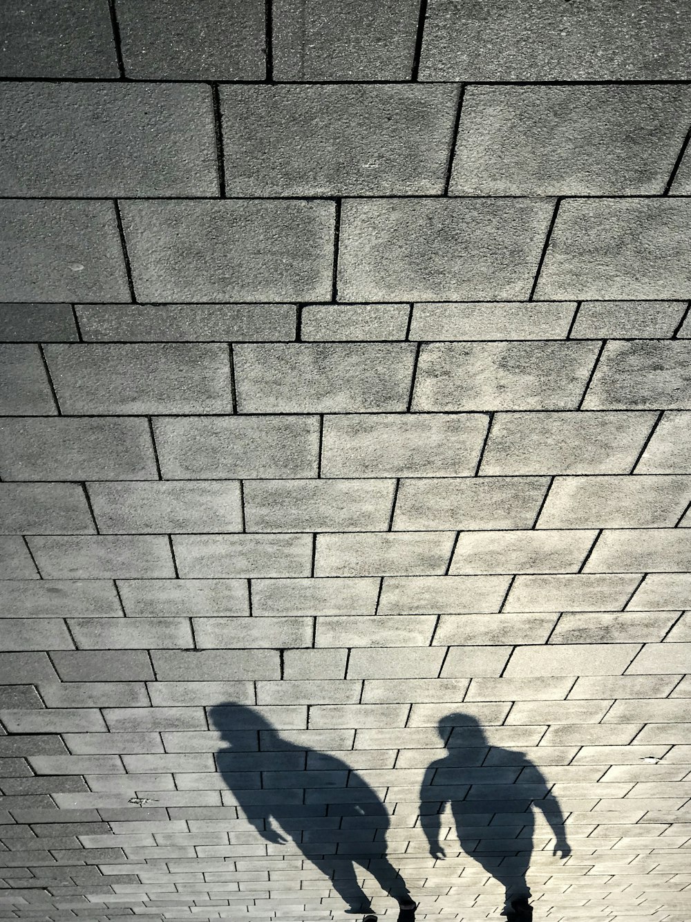 two human shadows in pavement