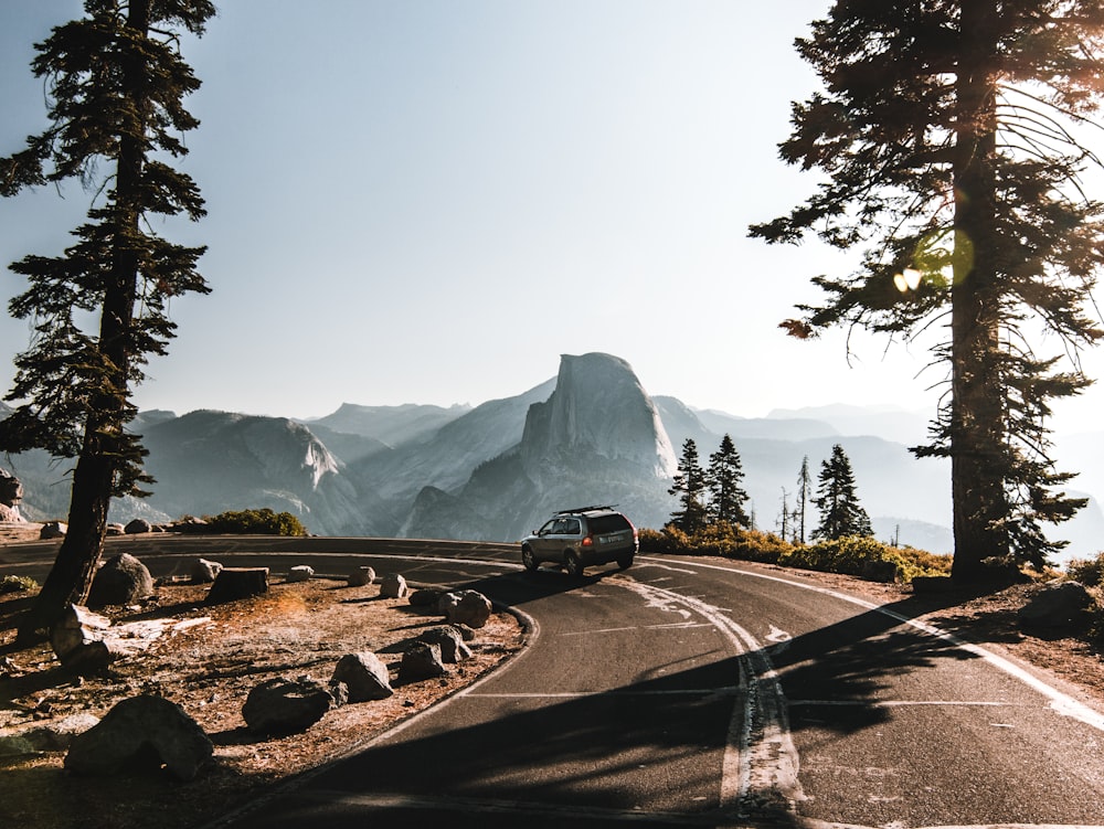 a vehicle on a curved road