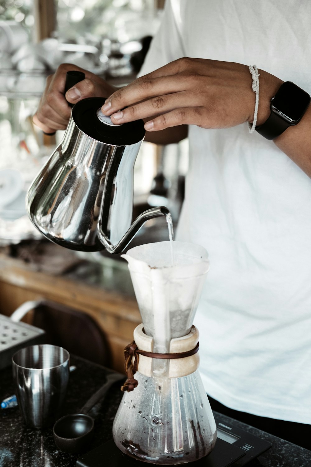 clear glass French press