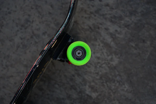 A vibrant skateboard wheel set in motion, capturing the thrill of the ride.