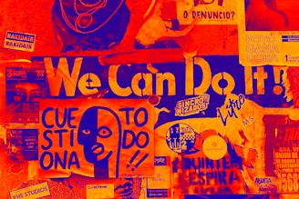 orange and blue We Can Do It poster