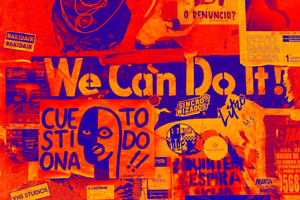 orange and blue We Can Do It poster