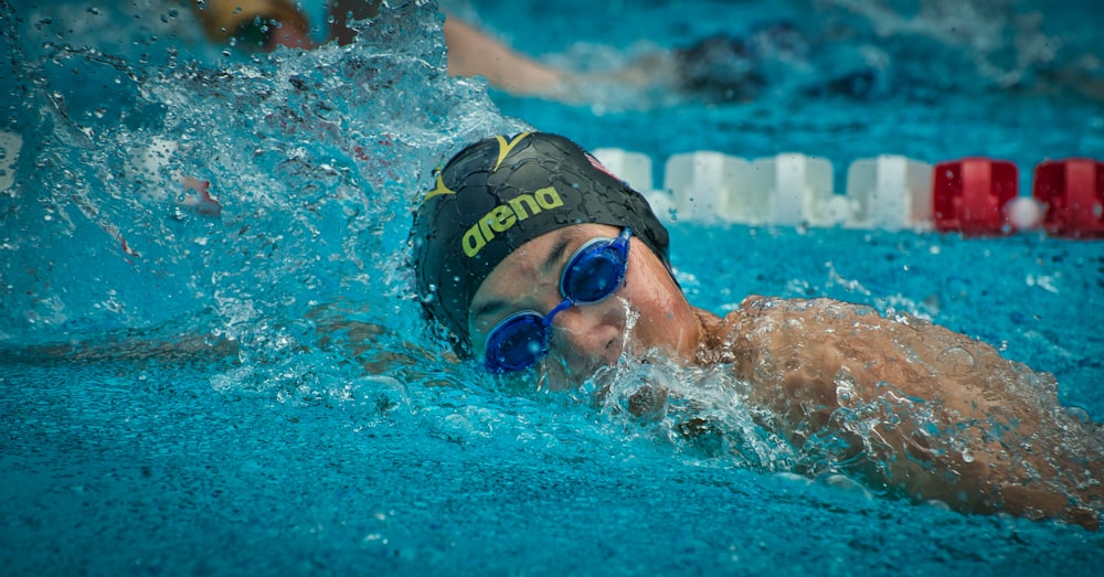 man wearing diving goggles