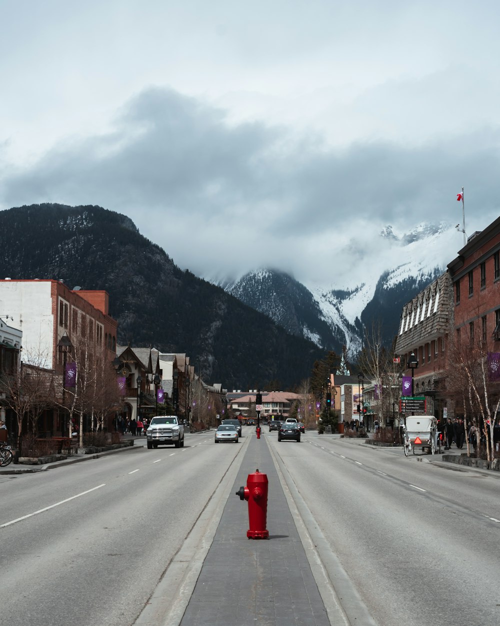 red fire hydrant at road