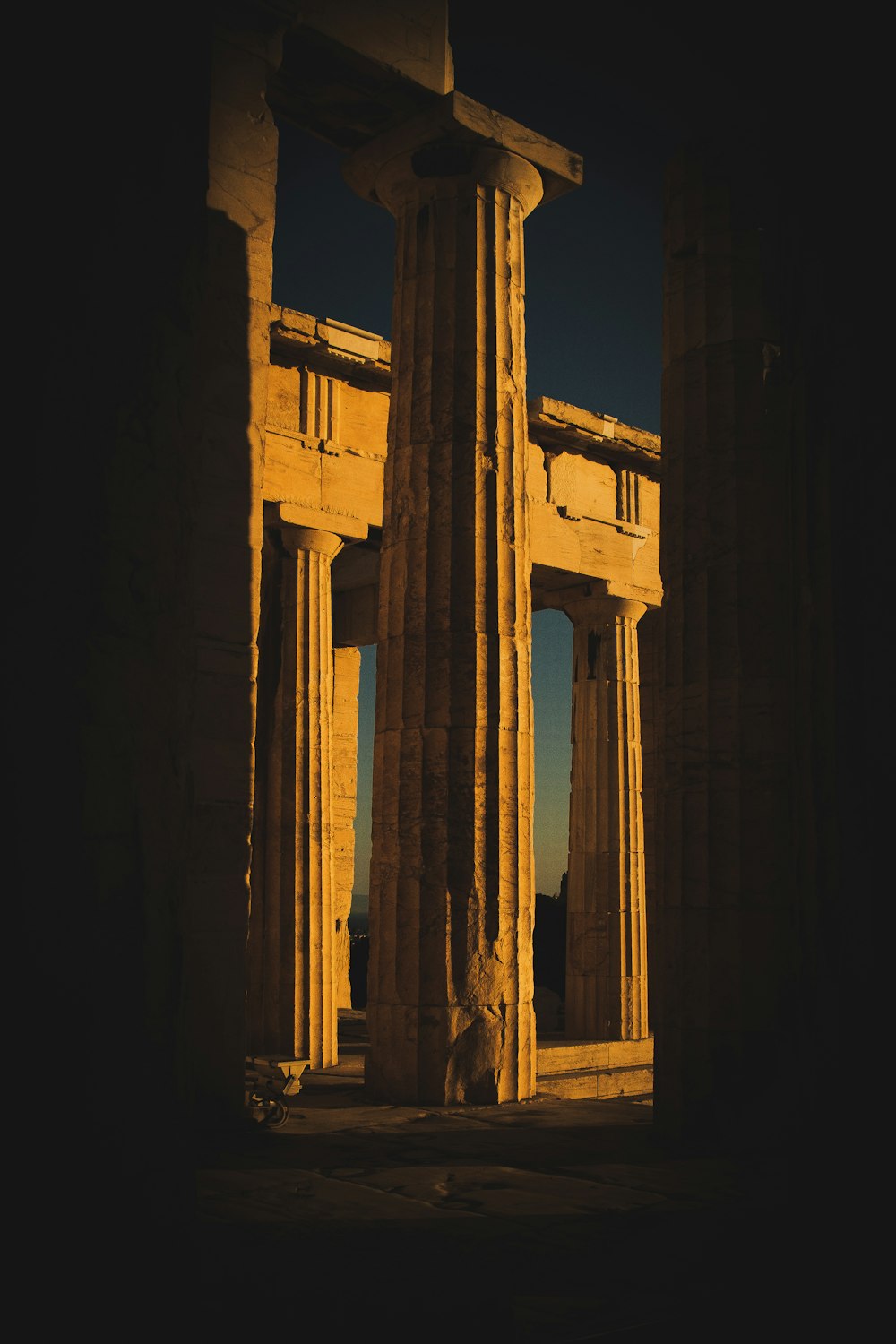 concrete pillars during golden hour