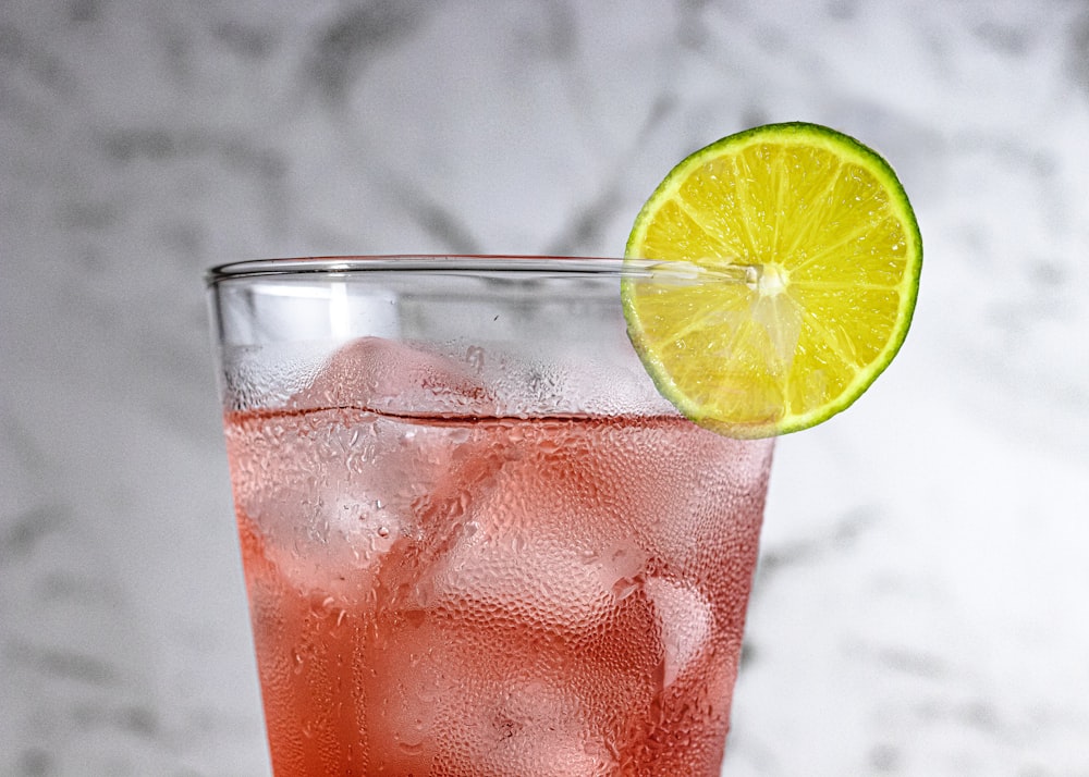 filled cup with sliced lemon