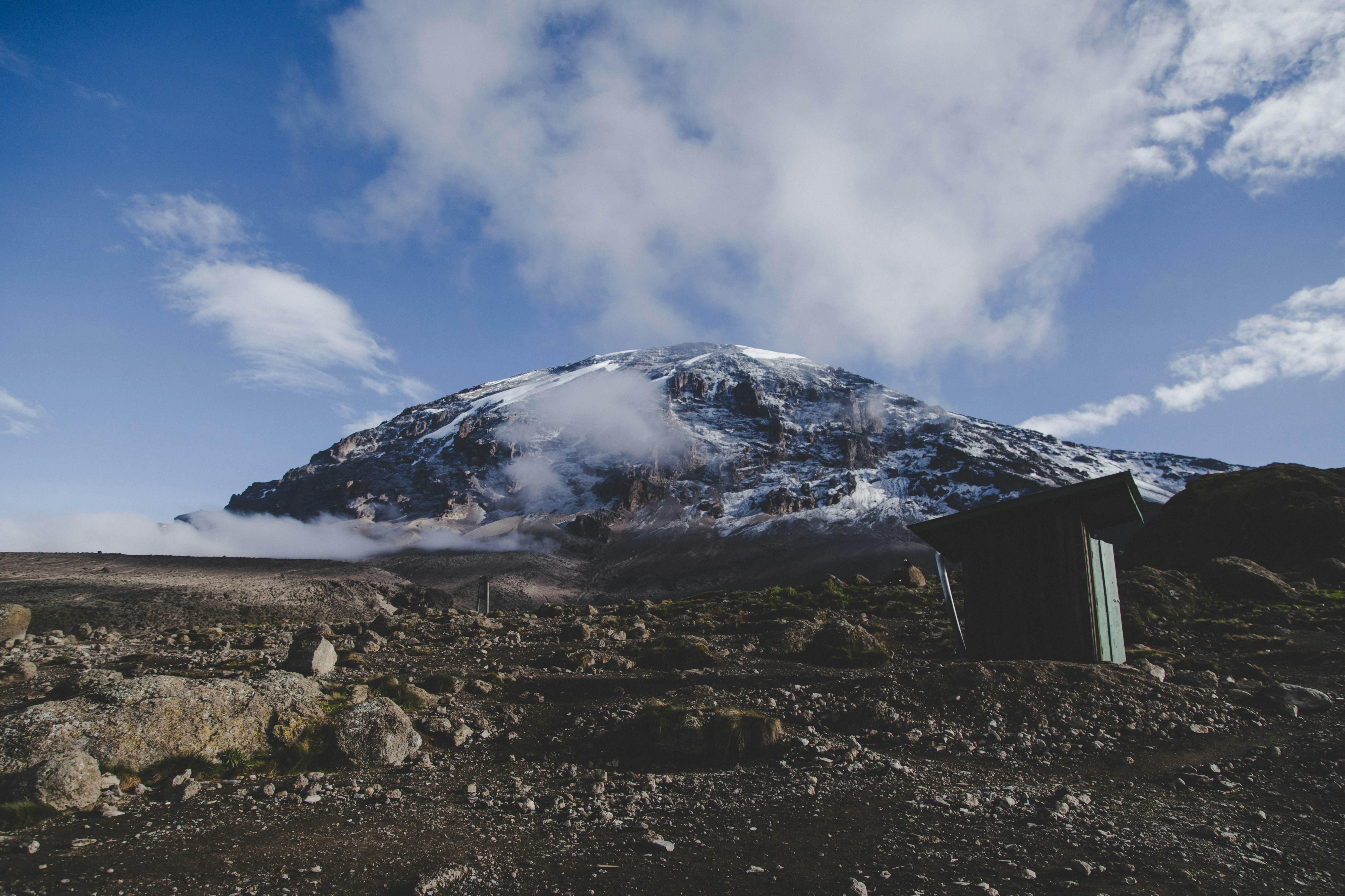 photography of snow capped mountain during daytime, A toilet with a view.