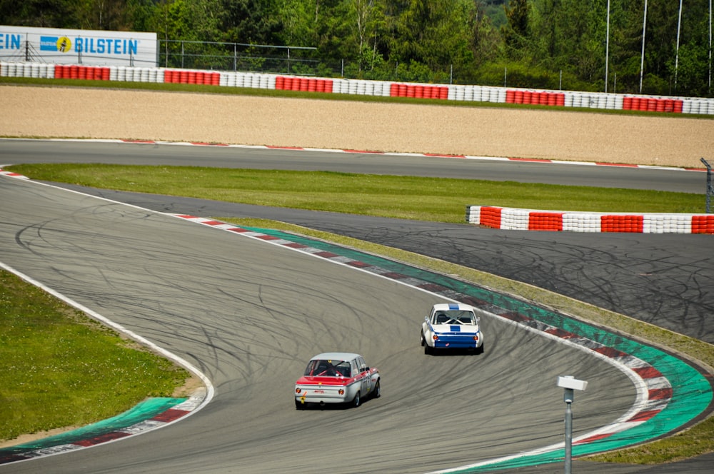 two racing cars on race track