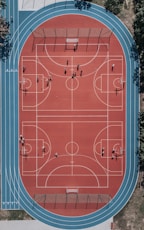 aerial photo of basketball court