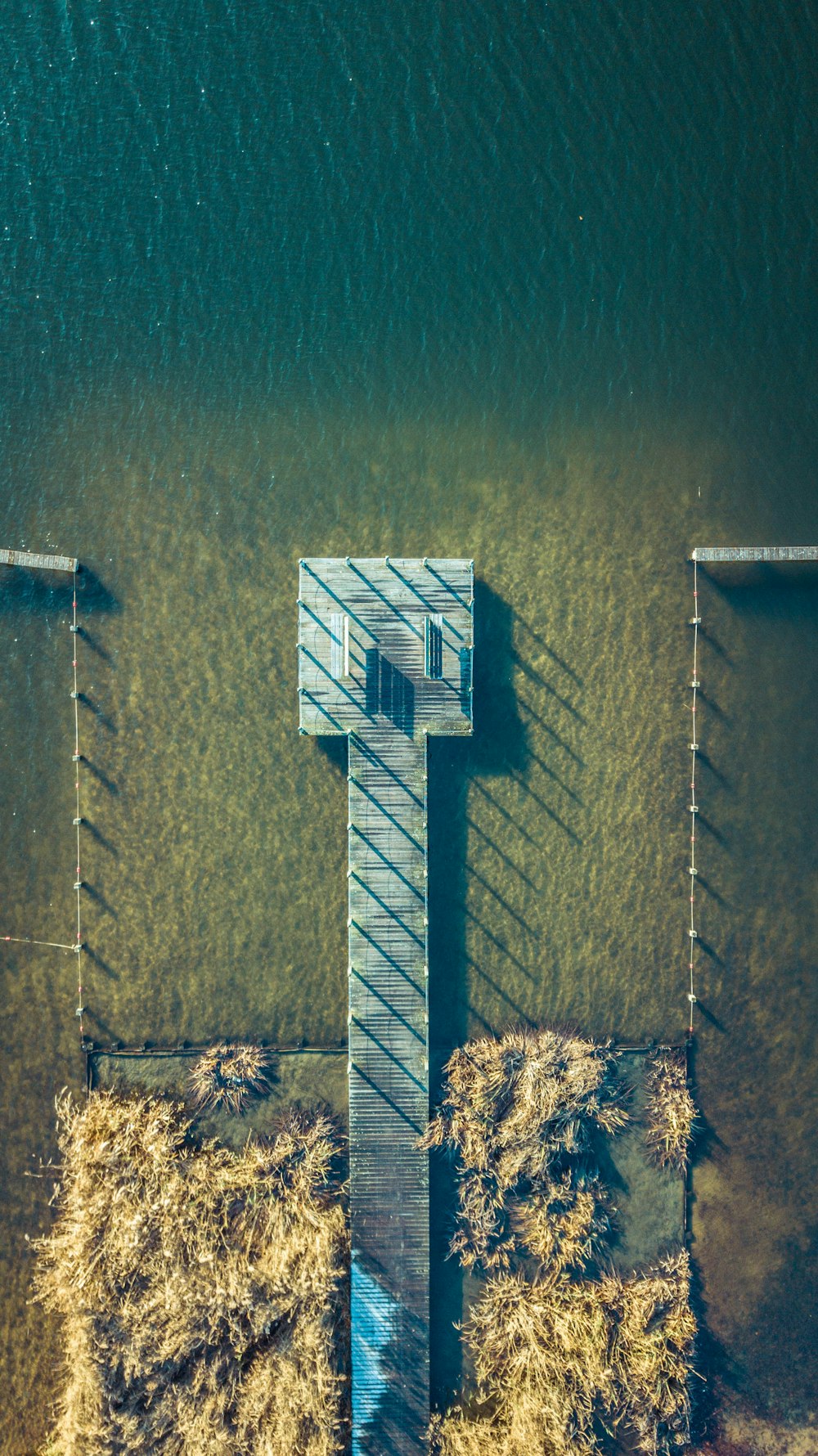 aerial photography of wooden dock during daytime